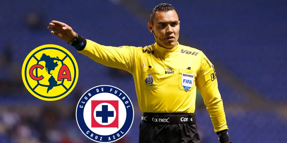 Marco Antonio Ortiz y logos de América y Cruz Azul/Foto Noticieros Televisa.