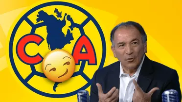 Mario Carrillo y logo del América junto a emoji/ Foto Wallpapers.com.