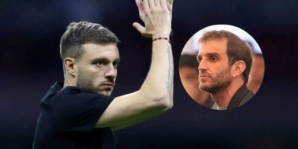 Martín Anselmi aplaudiendo e Iván Alonso/ Foto Olé.