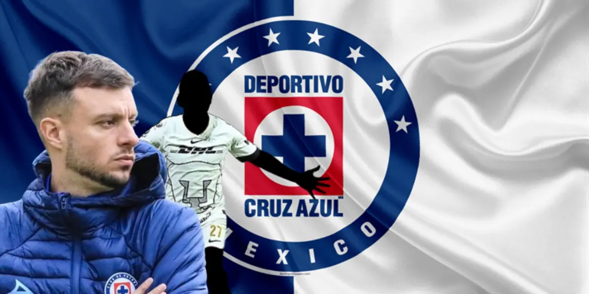 Martín Anselmi con jugador incógnito de Pumas / FOTO X