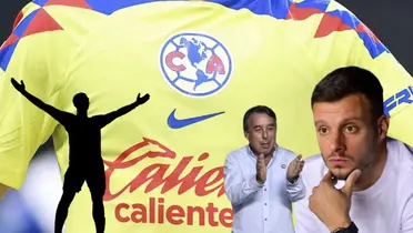 Martín Anselmi, Emilio Azcárraga y silueta de jugador/ Foto Juan Fútbol.