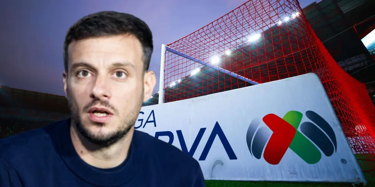 Martín Anselmi junto a logo de la Liga MX / FOTO ESTO