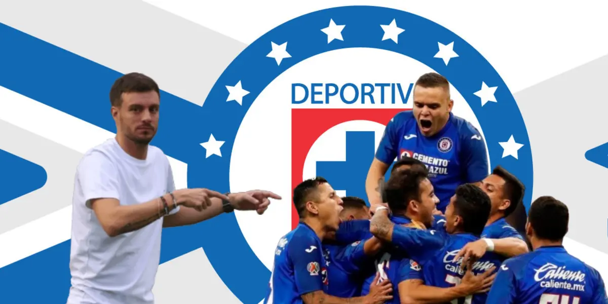 Martín Anselmi señalando y jugadores de Cruz Azul celebrando/Foto GetWallpapers.com