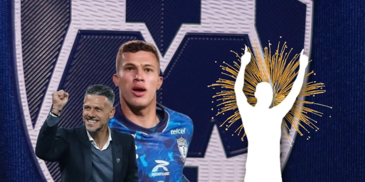 Martín Demichelis, Nelson Deossa y silueta de Ricardo Chávez celebrando/ Foto Rayados.