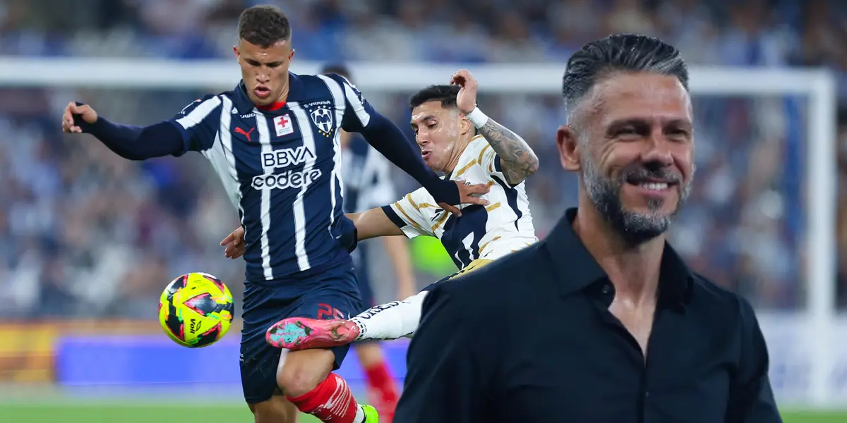 Martín Demichelis sonriendo y jugadores de Rayados / Goles y Cifras.