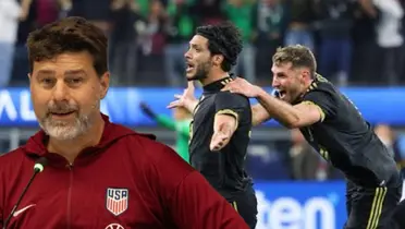 Mauricio Pochettino junto a Santiago Giménez y Raúl Jiménez / FOTO USSF