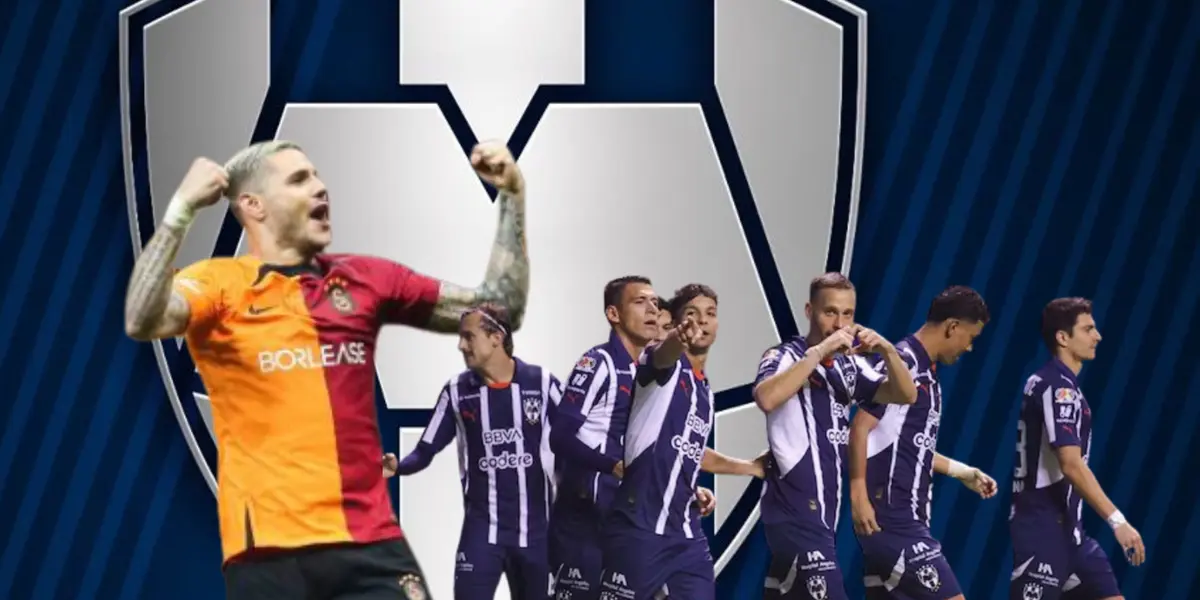 Mauro Icardi celebrando y jugadores de Rayados/Foto Enzo de Taquito.