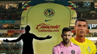 Messi y Cristiano Ronaldo y silueta de otro futbolista/ Foto América.