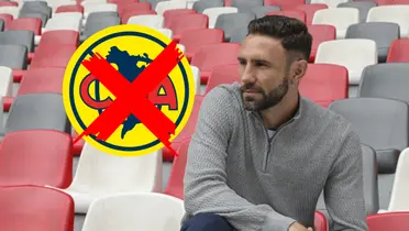 Miguel Layún y escudo del América tachado/Foto Quien.