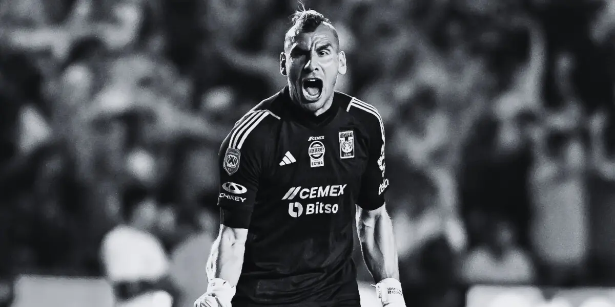 Nahuel Guzmán gritando en partido con Tigres. Foto: Telediario