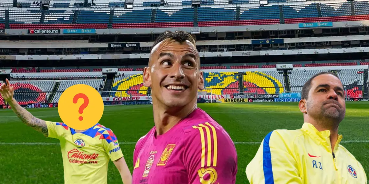 Nahuel Guzmán riendo y a su lado un jugador del América y André Jardine/ Foto Esto.