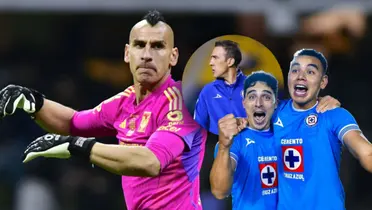 Nahuel Guzmán, Vicente Sánchez y jugadores de Cruz Azul/ Foto FMF