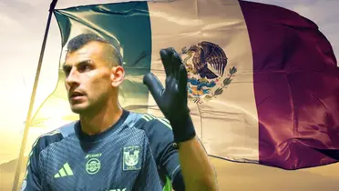 Nahuel Guzmán y bandera de México/Foto México Desconocido.