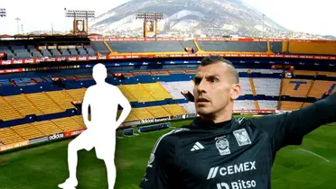 Nahuel Guzmán y silueta de futbolista/ Foto Tigres.