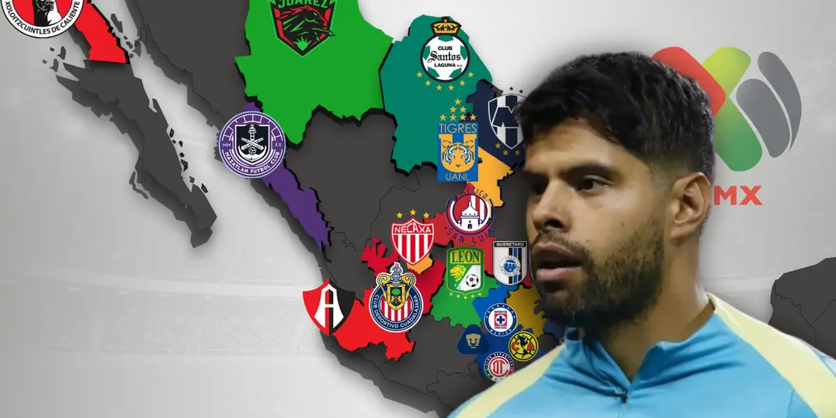 Néstor Araujo y mapa de equipos de la Liga MX/ Foto Somos Jugo TV.