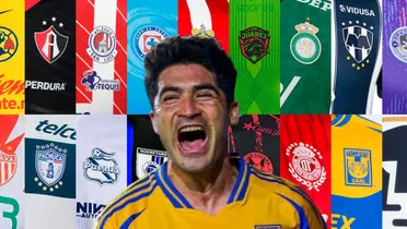 Nicolás Ibáñez junto a jerseys de la Liga MX / FOTO ABC NOTICIAS