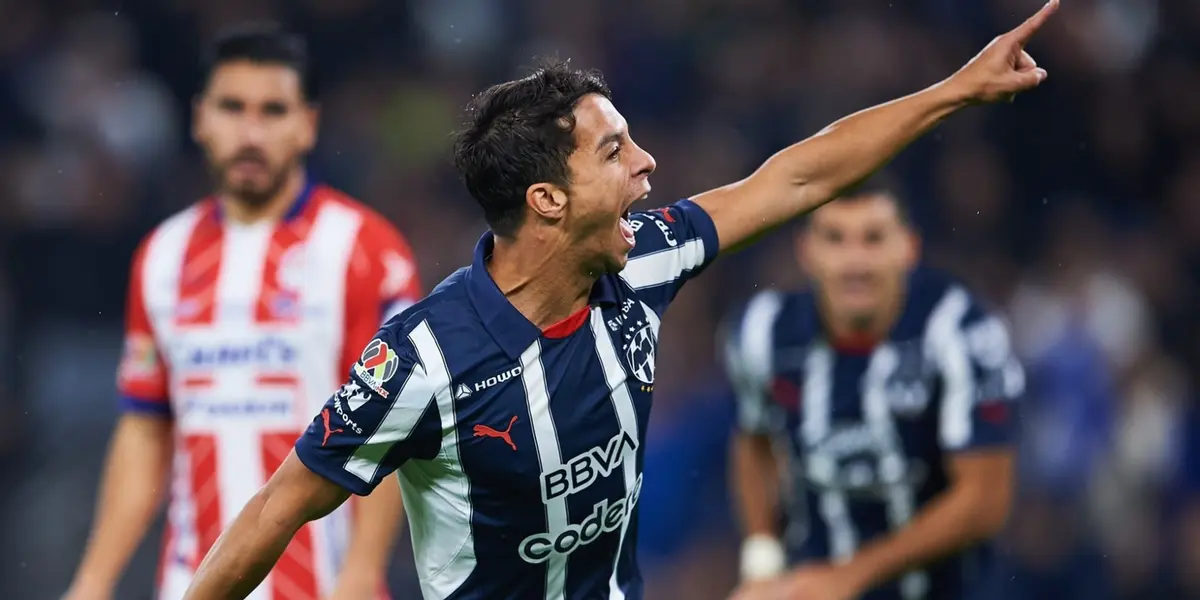 Óliver Torres festejando su primer gol ante el Atlético de San Luis / FOTO X