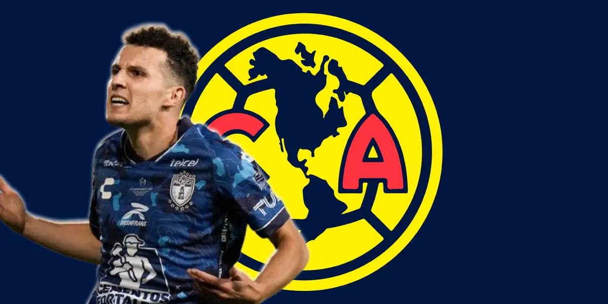 Oussama Idrissi junto el escudo del América / FOTO FACEBOOK