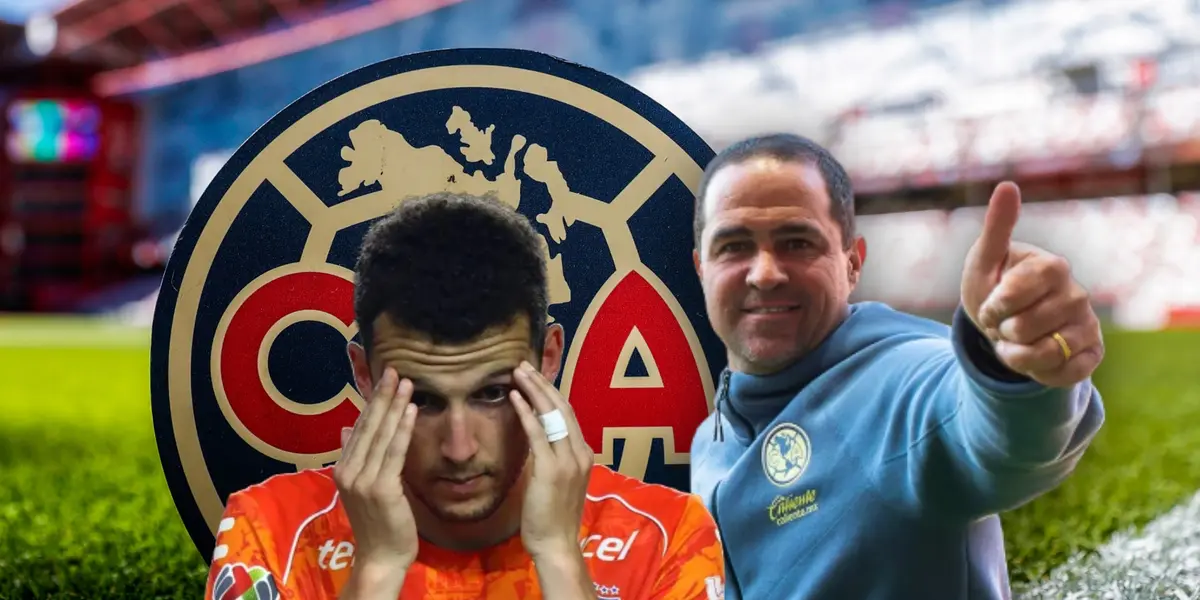 Oussama Idrissi y André Jardine levantando dedo/Foto Club América.