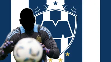 Portero incógnito de Argentina junto al escudo de Rayados / FOTO ESPN