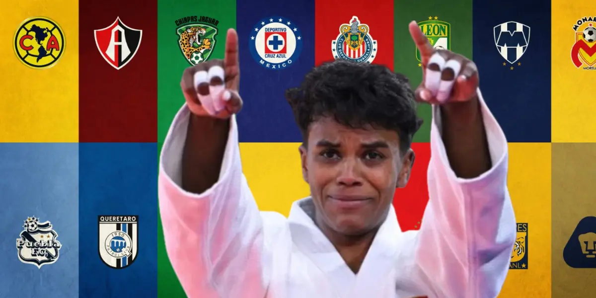 Prisca Awiti y logos de equipos/Foto Club Deportes.