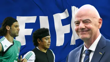 Rafa Márquez y Hugo Sánchez junto a Gianni Infantino / FOTO GETTY IMAGES