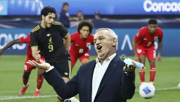 Raúl Jiménez cobrando penal y Javier Aguirre/Foto Los Ángeles Times.