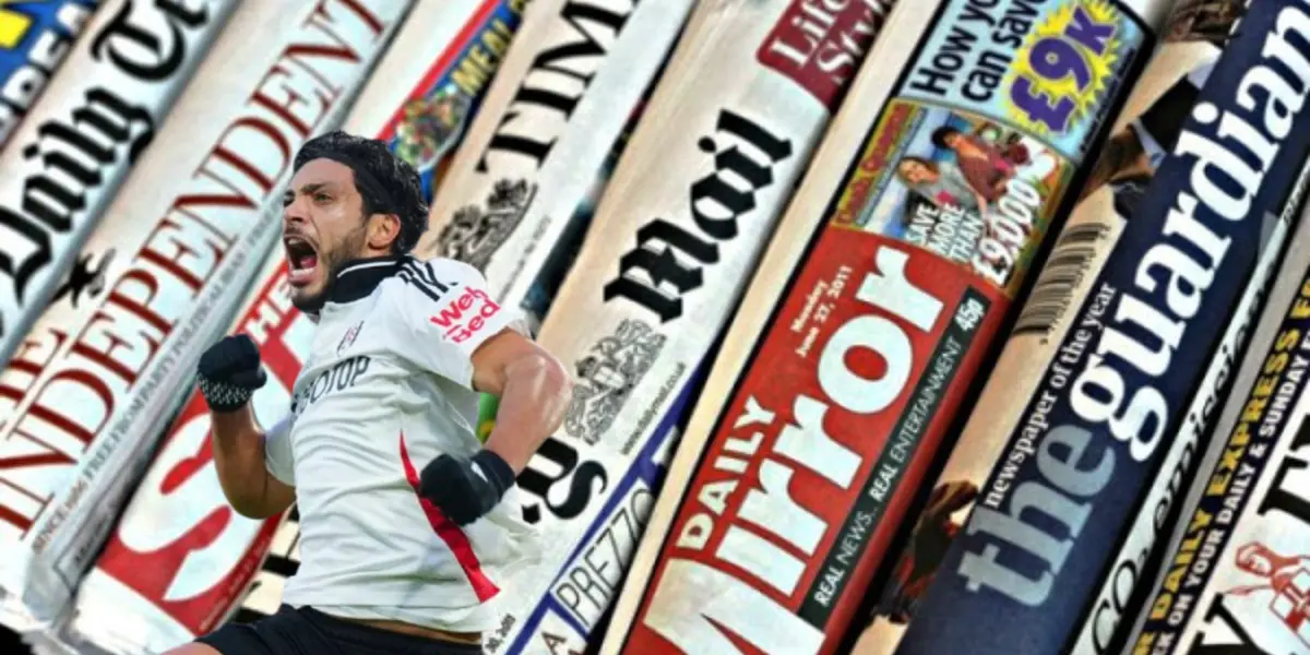 Raúl Jiménez junto a diarios ingleses / FOTO X