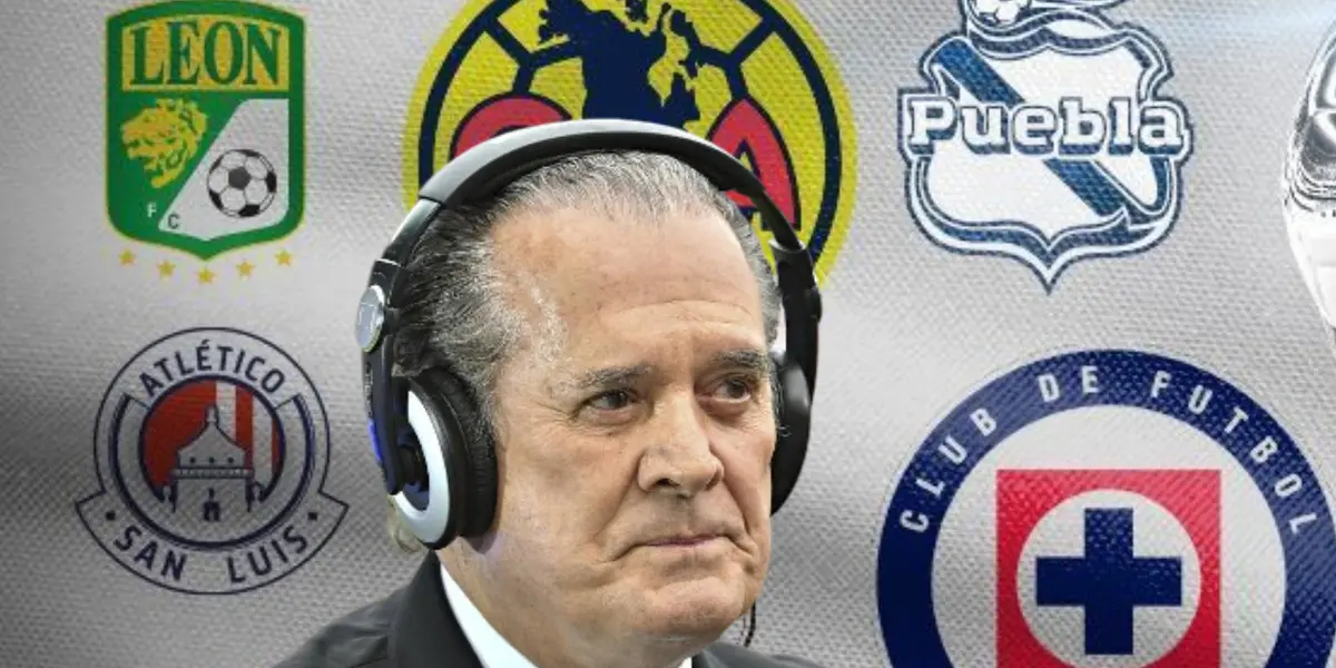 Raúl Orvañanos y escudos de clubes/ Foto ESPN.