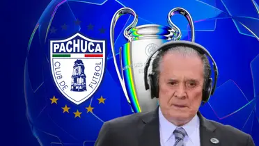 Raúl Orvañanos y logo del Pachuca/Foto Amazon Prime.