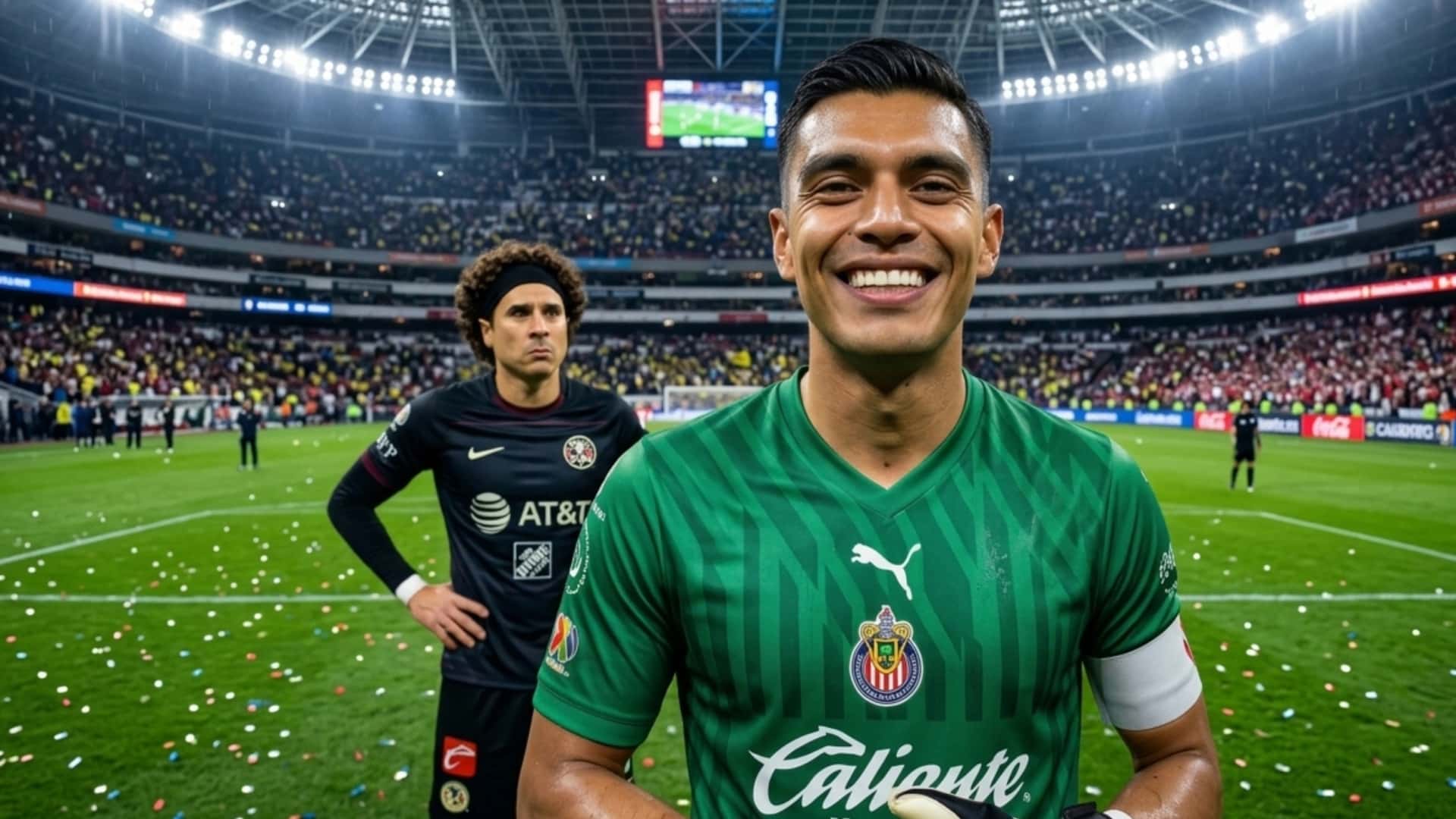 Raúl Rangel con Chivas y en el fondo Guillermo Ochoa en su etapa con el Club América