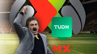 Ricardo La Volpe enojado, logo de Liga MX y TUDN/Foto Infobae.