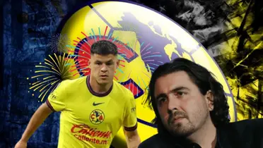 Richard Sánchez entre fuegos artificiales y Amaury Vergara serio/Foto AzulcremasUSA.com