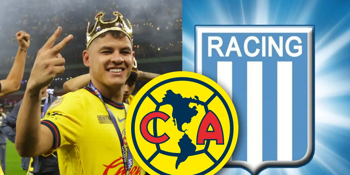 Richard Sánchez y escudo de Racing de Avellaneda/Foto Club América.