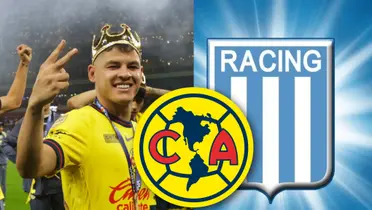Richard Sánchez y escudo de Racing de Avellaneda/Foto Club América.
