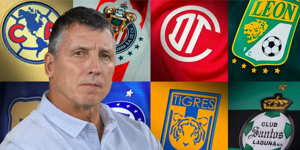 Robert Dante Siboldi junto a escudos de la Liga MX / FOTO EL UNIVERSAL