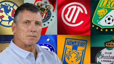 Robert Dante Siboldi junto a escudos de la Liga MX / FOTO EL UNIVERSAL