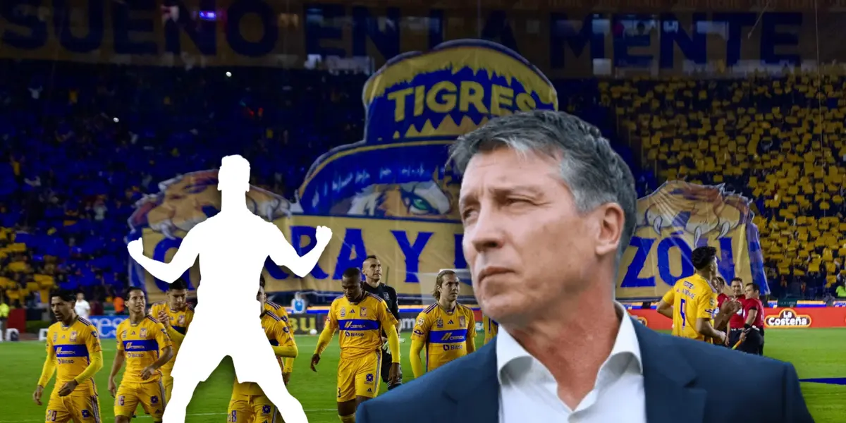 Robert Siboldi y silueta de futbolista celebrando/Foto Tigres.