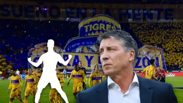 Robert Siboldi y silueta de futbolista celebrando/Foto Tigres.