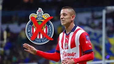 Roberto Alvarado y escudo del Guadalajara con cruz/Foto Rómpela Más.