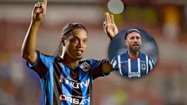 Ronaldinho con Querétaro y Sergio Ramos/Foto Récord.