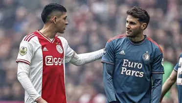 Santi Giménez y Edson en Ajax vs Feyenoord. Foto: Fútbol Total