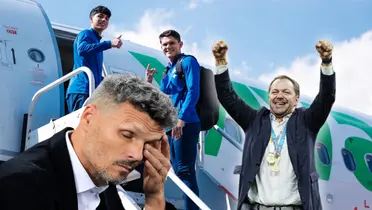 Santiago Baños festejando y Fernando Ortiz/Foto VivaAerobus.