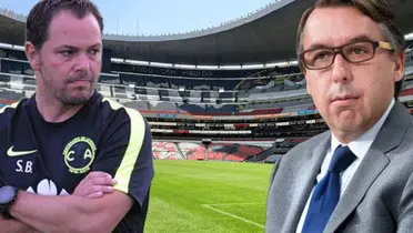 Santiago Baños y a lado Emilio Azcarrága, al fondo el Estadio Azteca / Foto Mexsport
