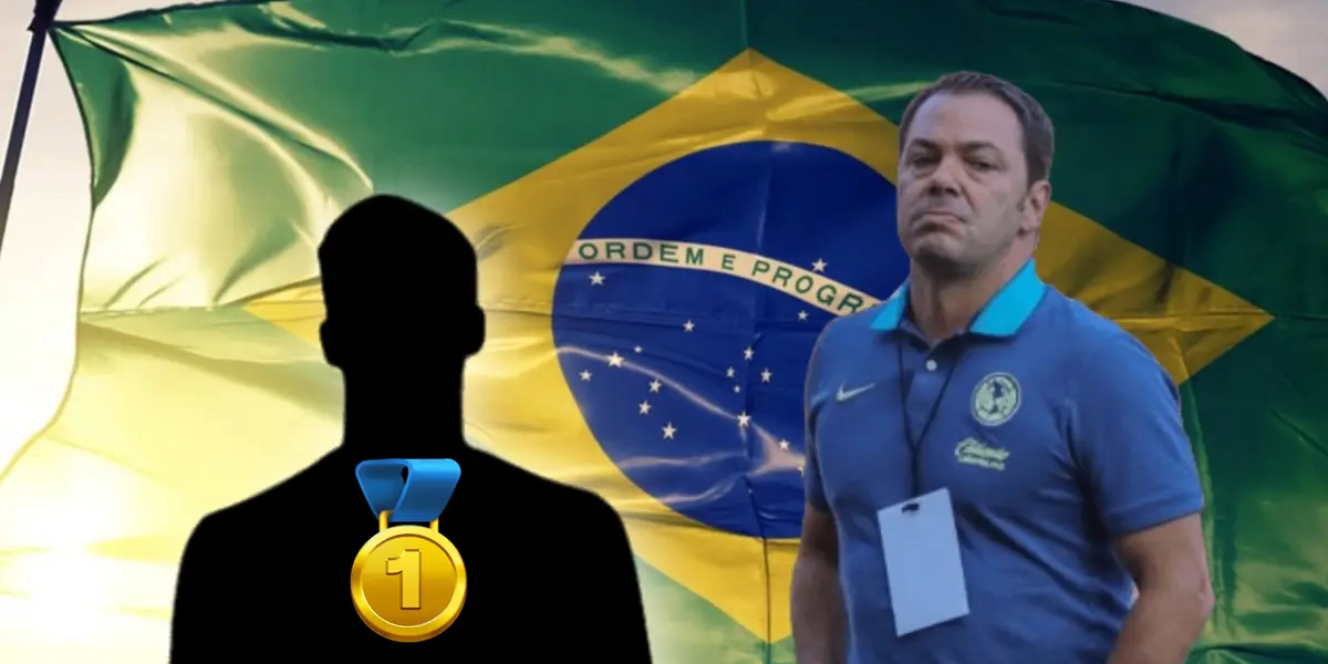 Santiago Baños y silueta de futbolista con medalla/Foto Wallpapers.com