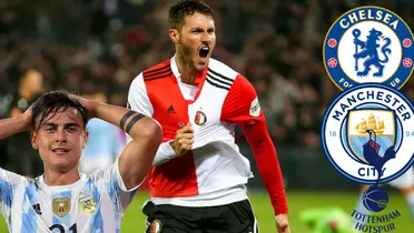 Santiago Giménez celebrando gol con Feyenoord. Foto: Depor