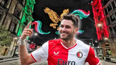 Santiago Giménez celebrando y calles de la Ciudad de México/ Foto Nirik.travel