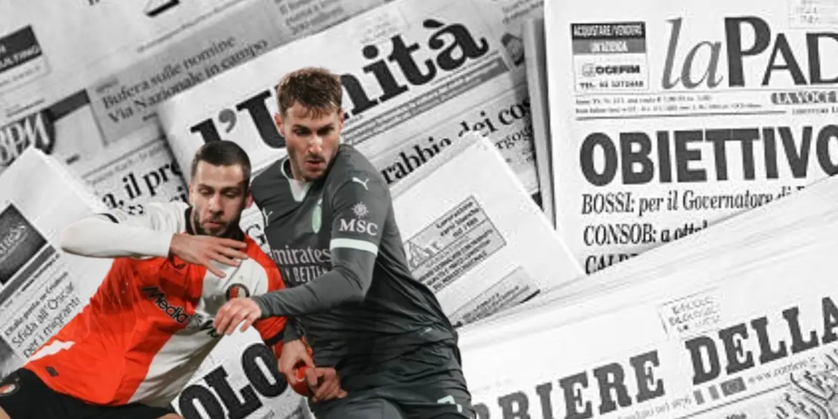 Santiago Giménez disputando el balón con Dávid Hancko / FOTO X