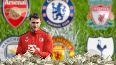 Santiago Giménez durante un entrenamiento con el Feyenoord en Países Bajos