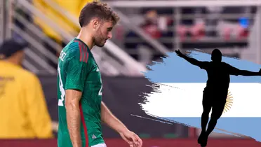 Santiago Giménez en partido con la Selección Mexicana. Foto: TV Azteca